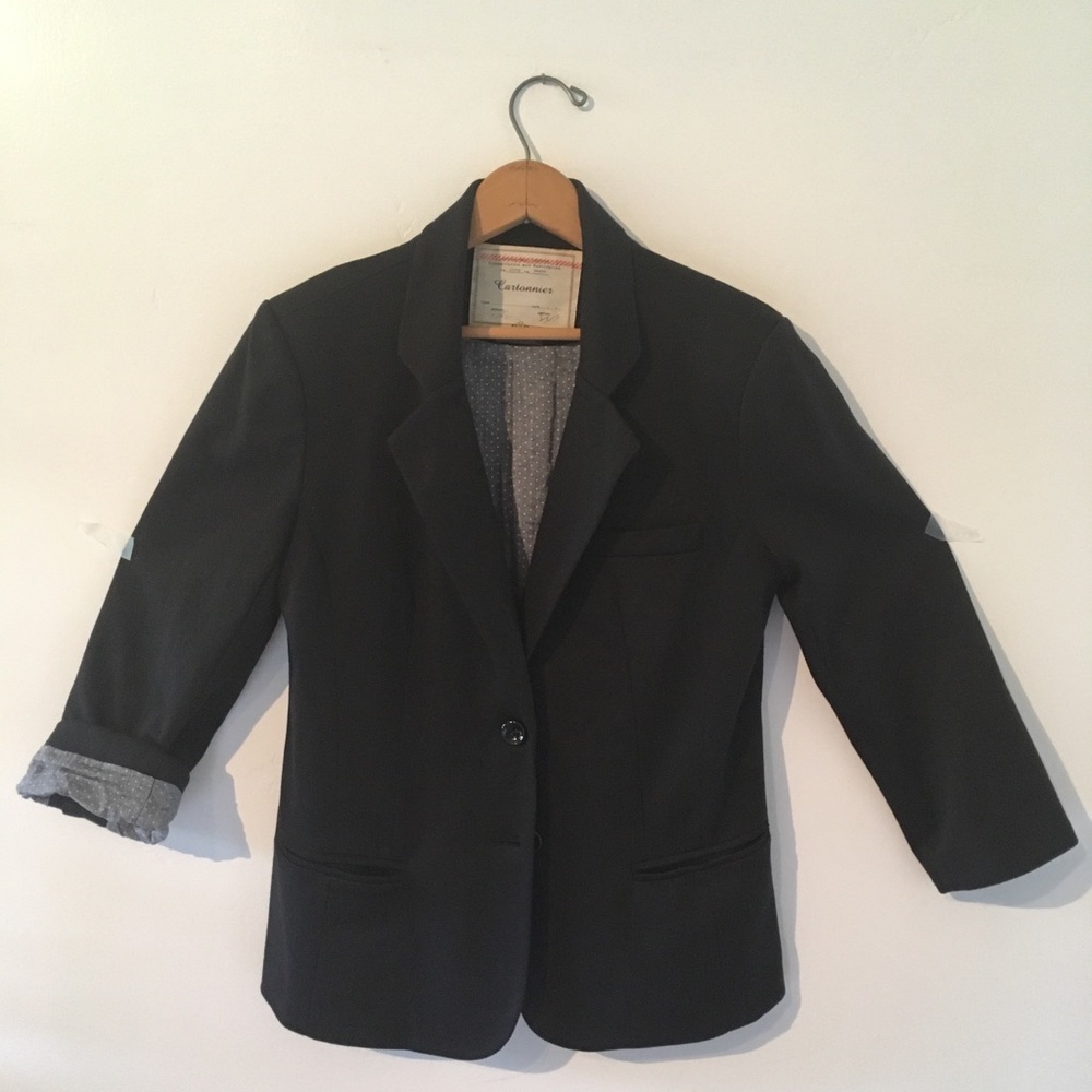 Black tailored blazer from Anthropologie